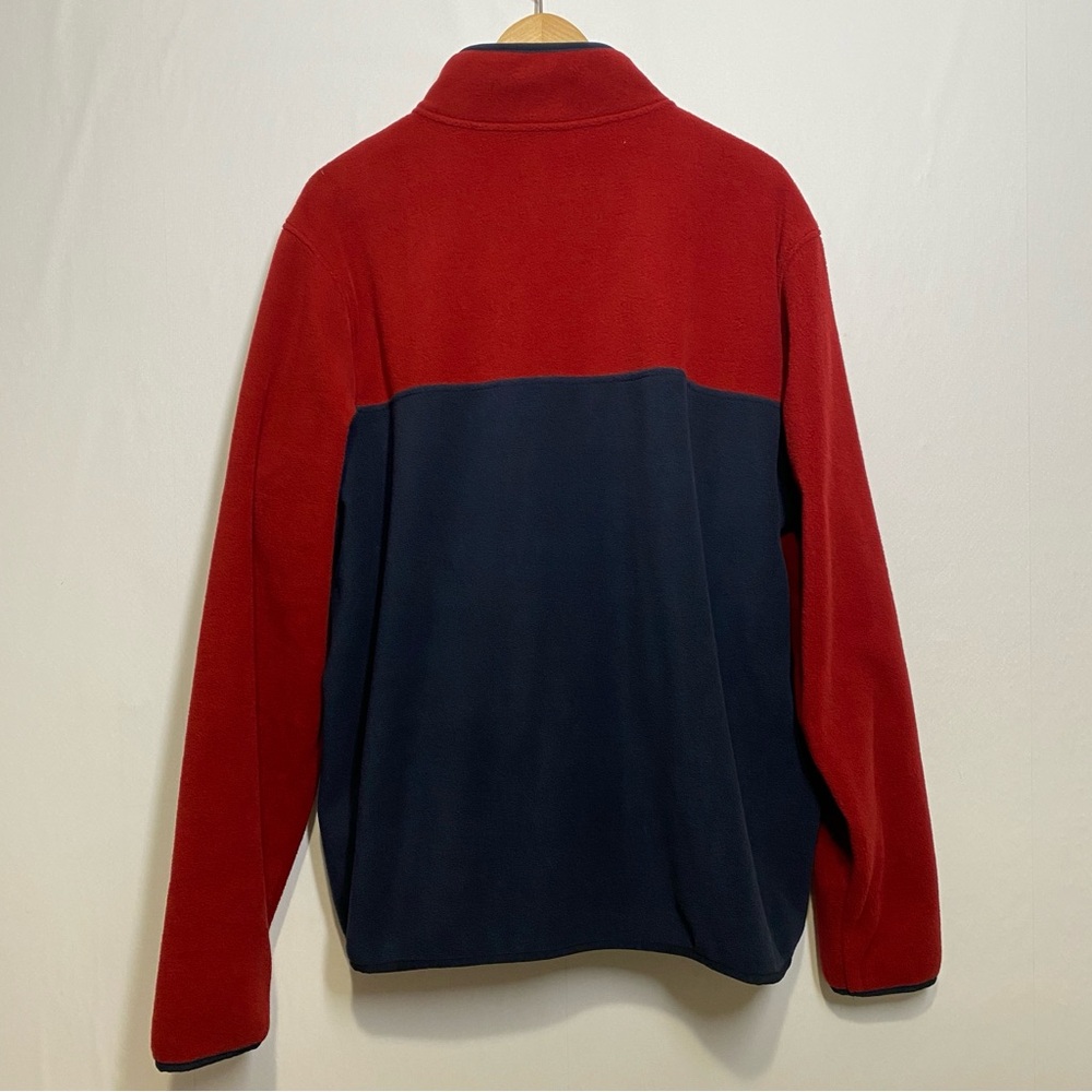 Lands’ End Snap Fleece Pullover Red Navy Colorblock Men’s XL Comfy Casual - Picture 4 of 8
